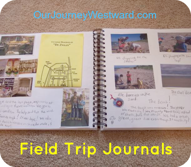 Field trip journal with pictures and pamphlets