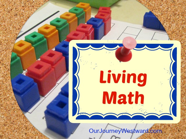 Living math blog post image with orange, green, red, and blue blocks