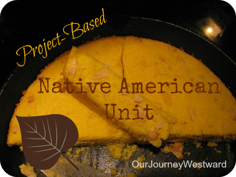 Yellow cornbread made in a black cast iron pan. Used as an image for a blog post about a Native American Unit Study