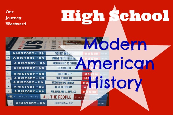 A stack of "A History of US" curriculum. For a blog post about Modern American History.