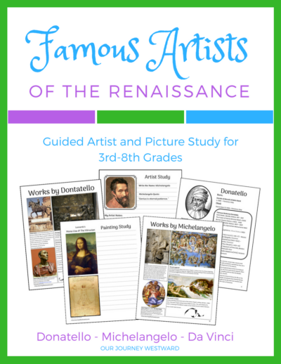 Famous Artists of the Renaissance cover with examples of notebooking pages on it