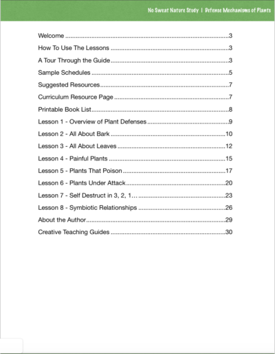 Table of contents for Defense Mechanisms of Plants book.