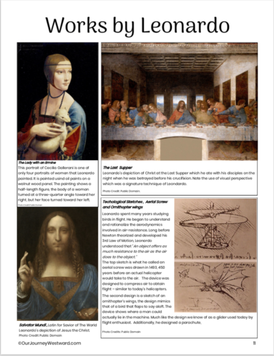Examples of Leonardo da Vinci's art
