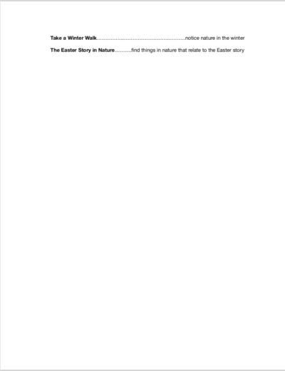 40 Nature Walks table of contents