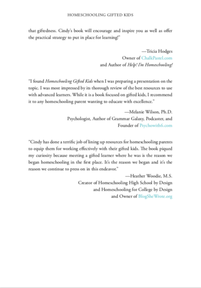 Quotes from a book about homeschooling gifted kids.