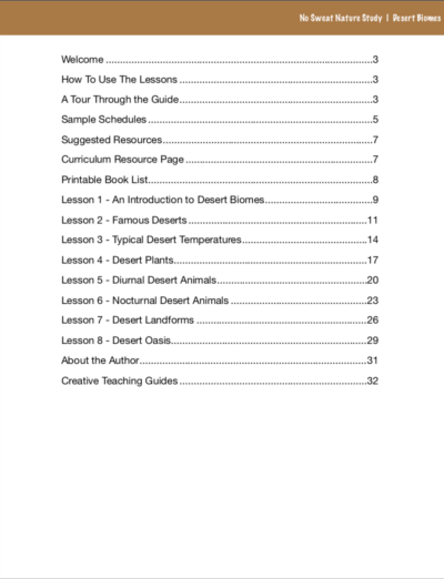 No Sweat Nature Study: Desert Biomes Science Curriculum page