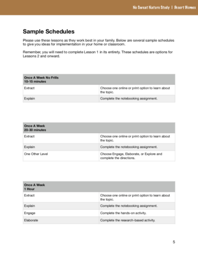 No Sweat Nature Study: Desert Biomes Science Curriculum page