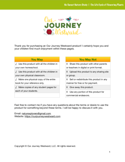 The Life Cycle of Flowering Plants No Sweat Nature Study curriculum preview.