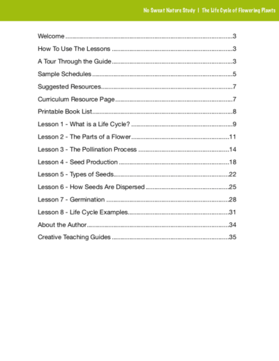 The Life Cycle of Flowering Plants No Sweat Nature Study curriculum preview.