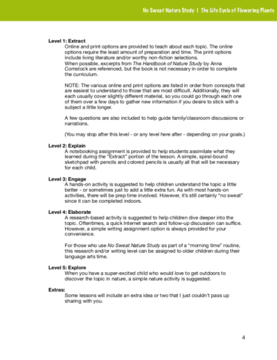 The Life Cycle of Flowering Plants No Sweat Nature Study curriculum preview.