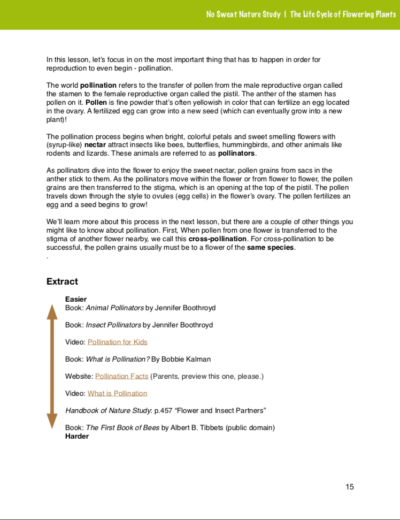 The Life Cycle of Flowering Plants No Sweat Nature Study curriculum preview.
