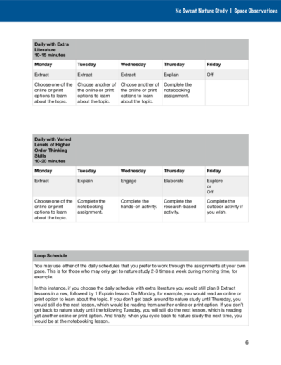 Space Observations No Sweat Nature Study curriculum.