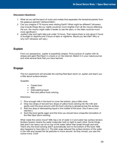 Space Observations No Sweat Nature Study curriculum.