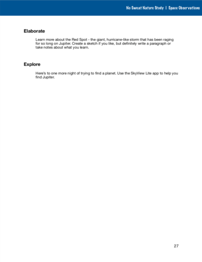 Space Observations No Sweat Nature Study curriculum.