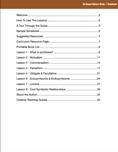 Symbiosis No Sweat Nature Study curriculum.