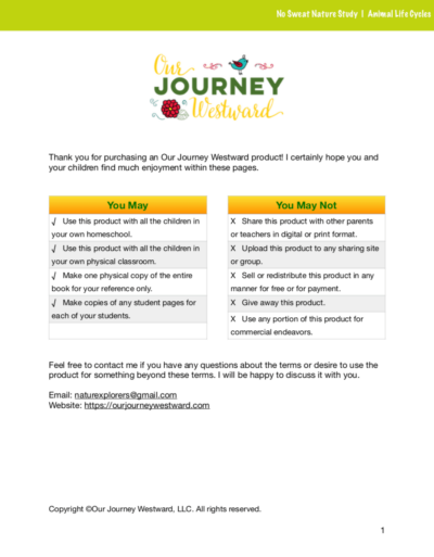 Animal Life Cycles curriculum