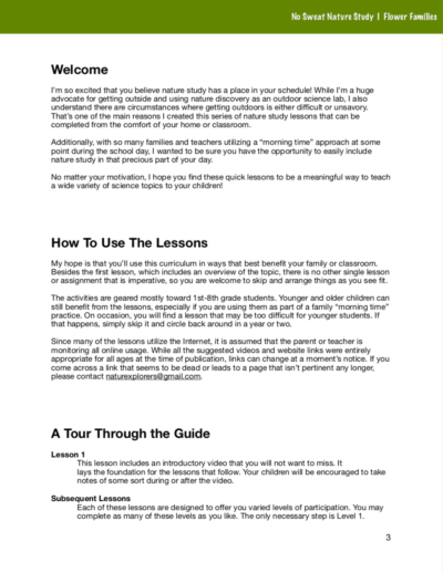 Flower Families Curriculum