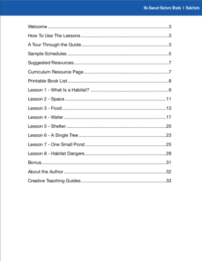 No Sweat Nature Study Habitats Curriculum