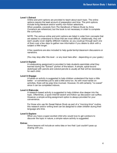 No Sweat Nature Study Habitats Curriculum