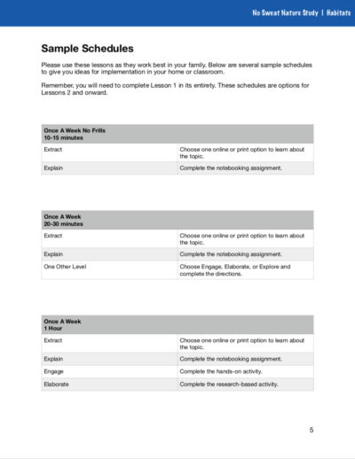 No Sweat Nature Study Habitats Curriculum