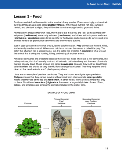 No Sweat Nature Study Habitats Curriculum