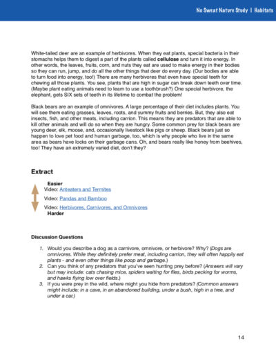 No Sweat Nature Study Habitats Curriculum