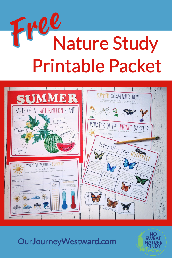free summer printable nature study image with pictures of sample pages