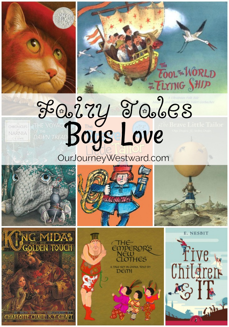 Images of picture book covers for a blog post about fairy tales boys love