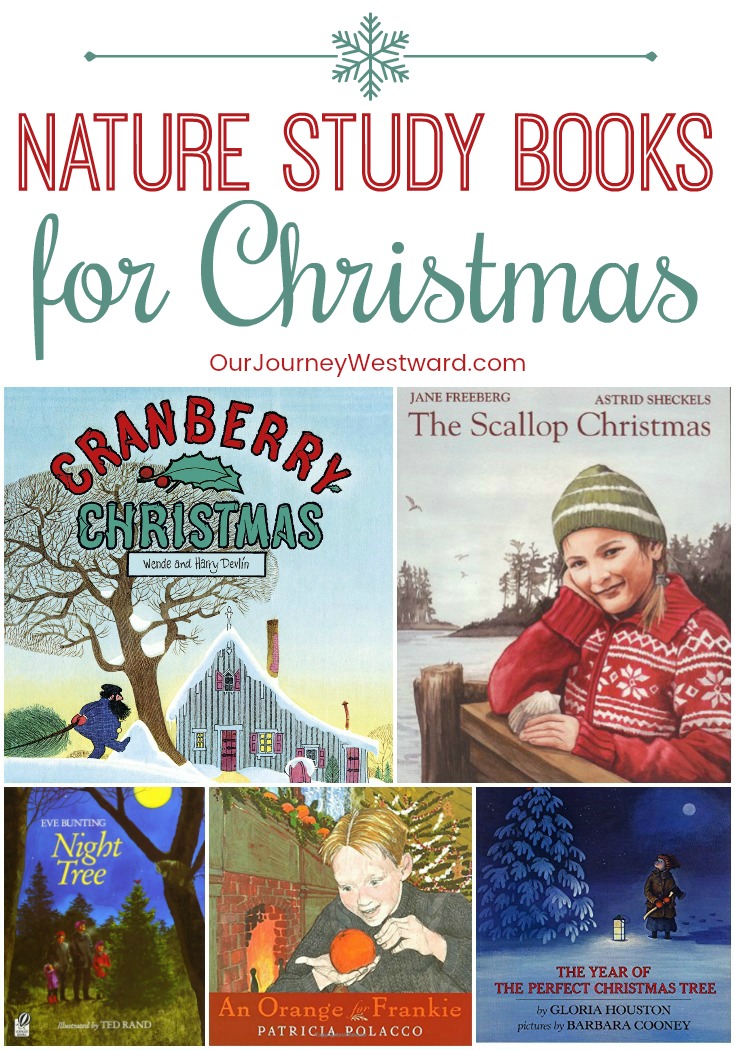 Nature Study Books for Christmas blog image with images of various christmas books shown on it.