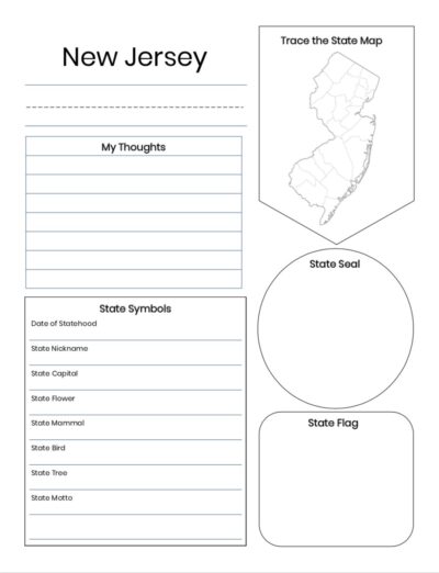 New Jersey blank notebooking page